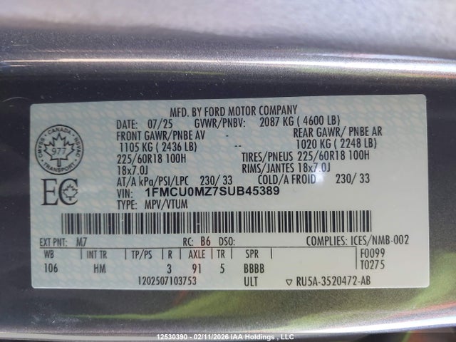 Ford Escape St Line 2025 1FMCU0MZ7SUB45389 Image 9