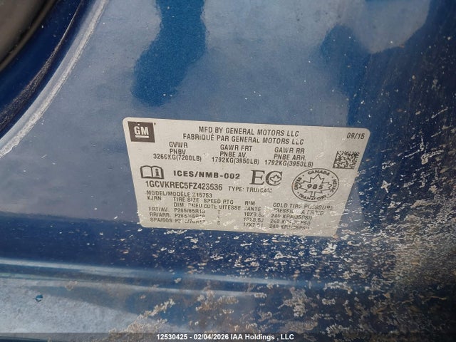 1GCVKREC5FZ423636 Chevrolet Silverado 1500 1lt/2lt