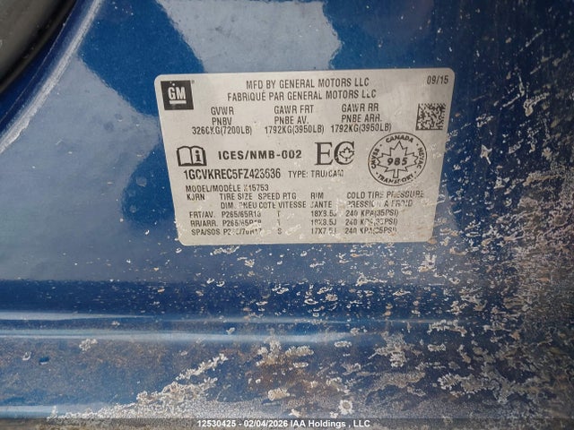 1GCVKREC5FZ423636 Chevrolet Silverado 1500 1lt/2lt