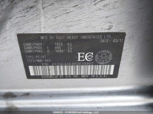4S3GKAA64H3610902 Subaru Impreza Convenience