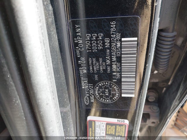 Продажа на аукционе авто 2022 Hyundai Elantra Sel, vin: KMHLM4AG6NU247846, номер лота: 12530439