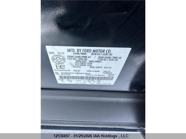 1FM5K8GTXGGB74959 Ford EXPLORER SPORT