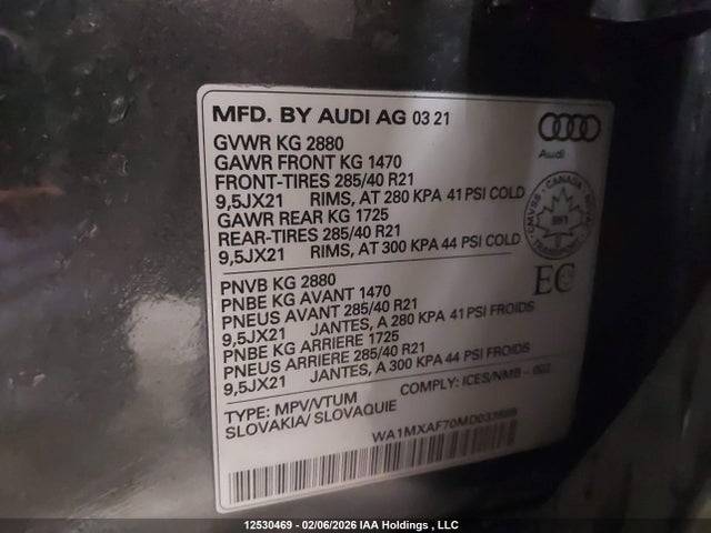 WA1MXAF70MD033869 Audi Q7 Progressiv