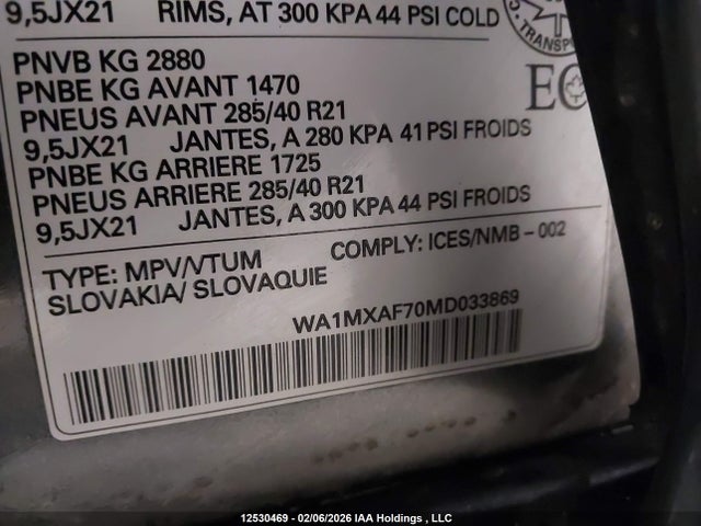 WA1MXAF70MD033869 Audi Q7 Progressiv