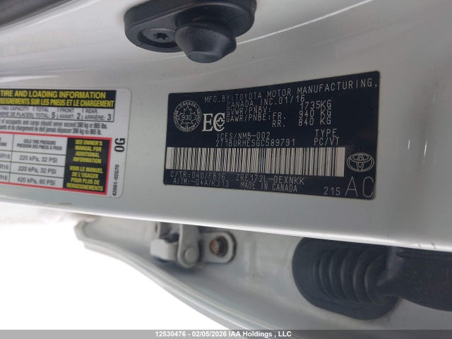 2T1BURHE5GC589791 Toyota COROLLA LE