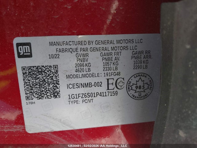 1G1FZ6S01P4117159 Chevrolet Bolt Euv Premier