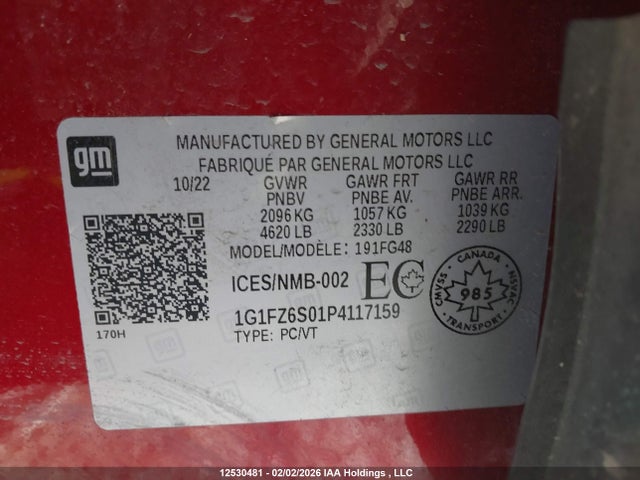 1G1FZ6S01P4117159 Chevrolet Bolt Euv Premier