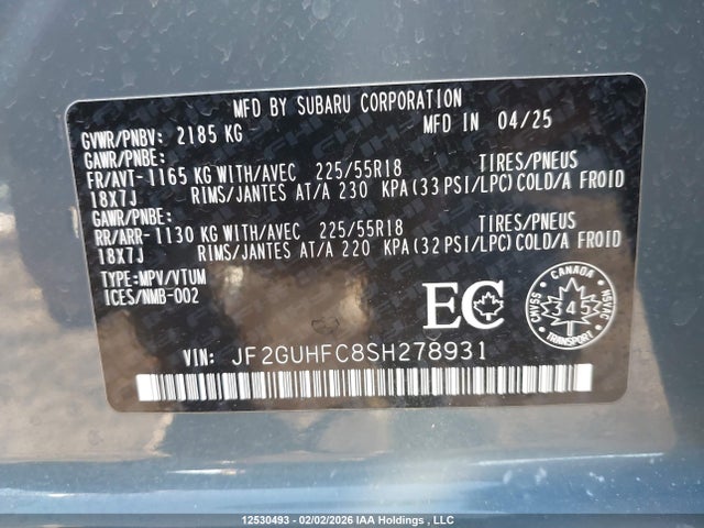 Subaru Crosstrek Onyx 2025 JF2GUHFC8SH278931 Image 19