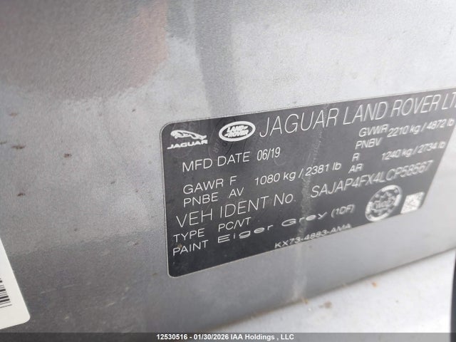 Продажа на аукционе авто 2020 Jaguar Xe Se, vin: SAJAP4FX4LCP58567, номер лота: 12530516
