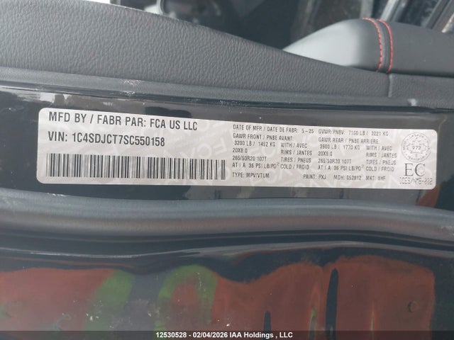 Продаж на аукціоні авто 2025 Dodge Durango R/t, vin: 1C4SDJCT7SC550158, номер лоту: 12530528