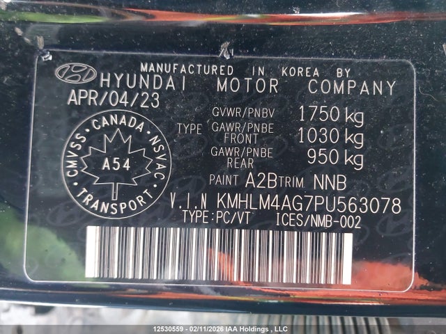 KMHLM4AG7PU563078 Hyundai ELANTRA SEL