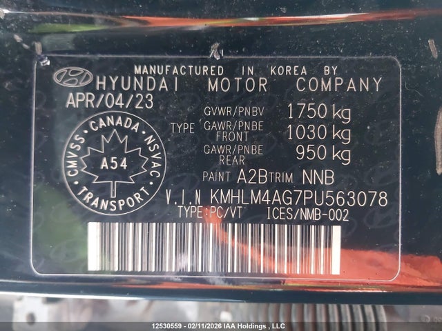 KMHLM4AG7PU563078 Hyundai ELANTRA SEL