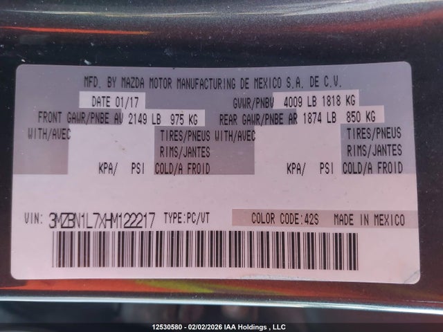 3MZBN1L7XHM122217 Mazda Mazda3 Gs
