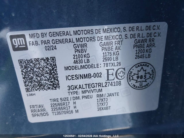 3GKALTEG7RL274108 GMC Terrain Sle