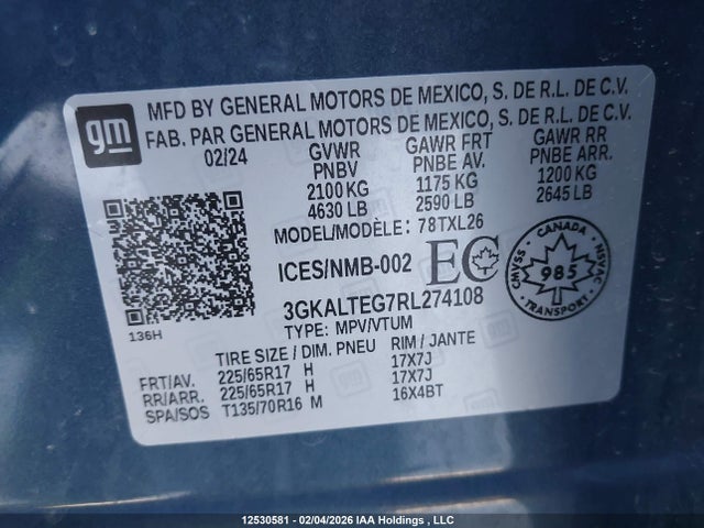 3GKALTEG7RL274108 GMC Terrain Sle
