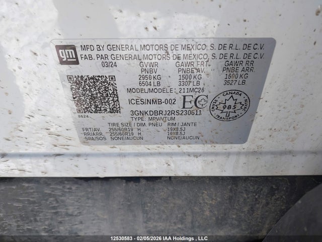 Продажа на аукционе авто 2024 Chevrolet Blazer Ev 2lt Eawd, vin: 3GNKDBRJ2RS230611, номер лота: 12530583