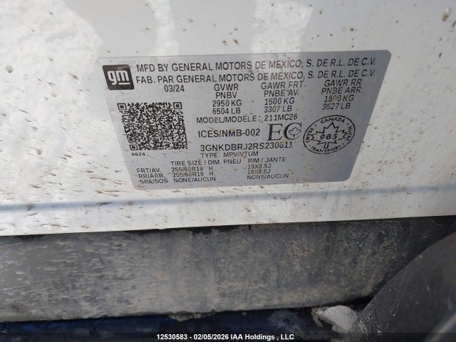 Продажа на аукционе авто 2024 Chevrolet Blazer Ev 2lt Eawd, vin: 3GNKDBRJ2RS230611, номер лота: 12530583