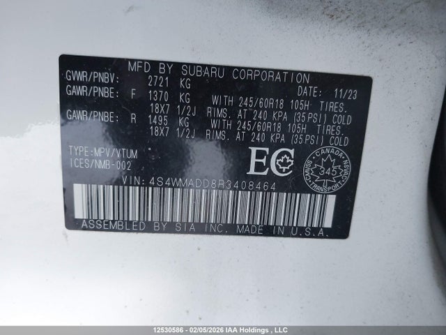 4S4WMADD8R3408464 Subaru Ascent Touring