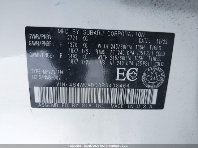 4S4WMADD8R3408464 Subaru Ascent Touring