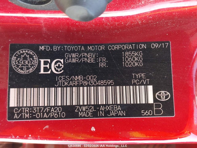 Aukcja sprzedaży 2017 Toyota Prius Prime, vin: JTDKARFP8H3048595, numer aukcji: 12530595