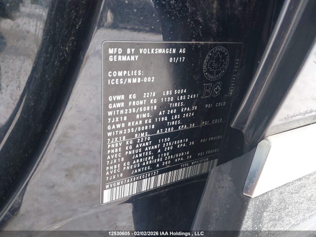 WVGMV7AX8HK026137 Volkswagen Tiguan Comfortline