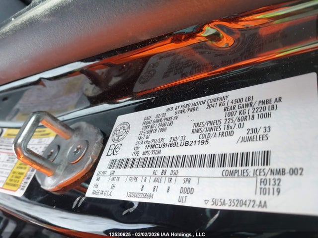 1FMCU9H69LUB21195 Ford ESCAPE SEL