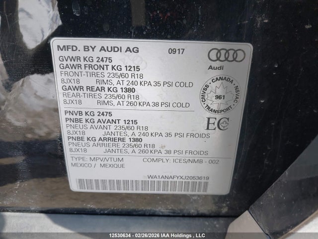 WA1ANAFYXJ2053619 Audi Q5