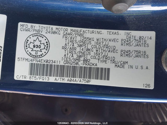 5TFMU4FN4EX023411 Toyota Tacoma Double Cab Long Bed