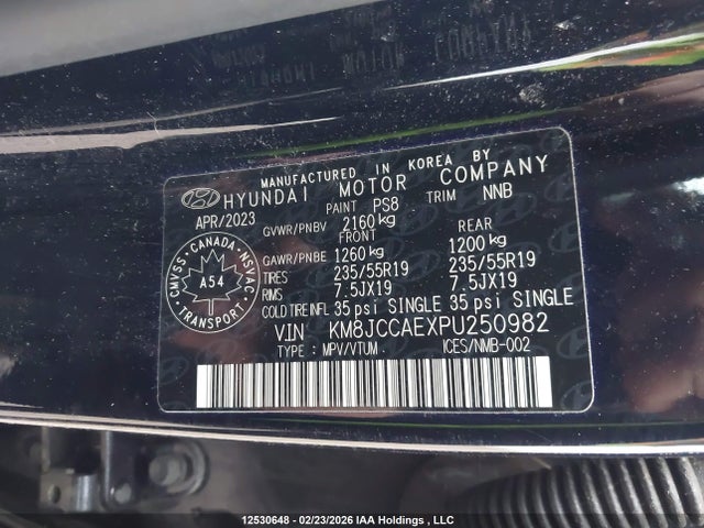 12530648 :رقم المزاد ، KM8JCCAEXPU250982 vin ، 2023 Hyundai Tucson Sel مزاد بيع
