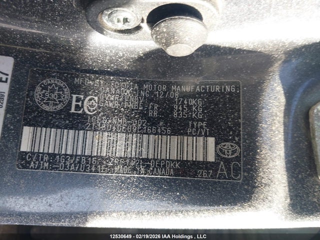 Aukcja sprzedaży 2009 Toyota Corolla, vin: 2T1BU40E09C166456, numer aukcji: 12530649