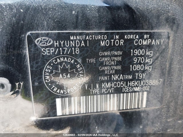 KMHC05LH6KU038867 Hyundai Ioniq Ev Ultimate