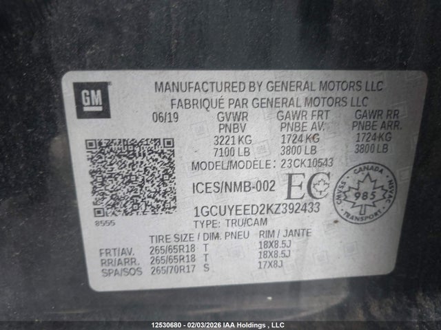 1GCUYEED2KZ392433 Chevrolet Silverado 1500 Rst