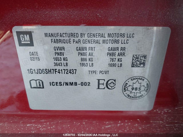 1G1JD6SH7F4172437 Chevrolet SONIC LT