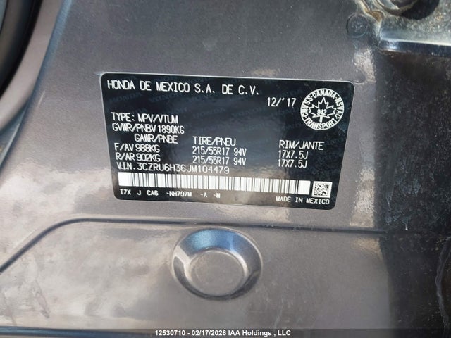 3CZRU6H36JM104479 Honda HR-V LX
