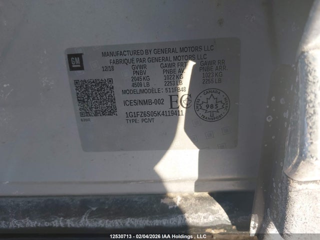 1G1FZ6S05K4119411 Chevrolet Bolt Ev Premier