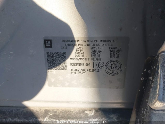 1G1FZ6S05K4119411 Chevrolet Bolt Ev Premier