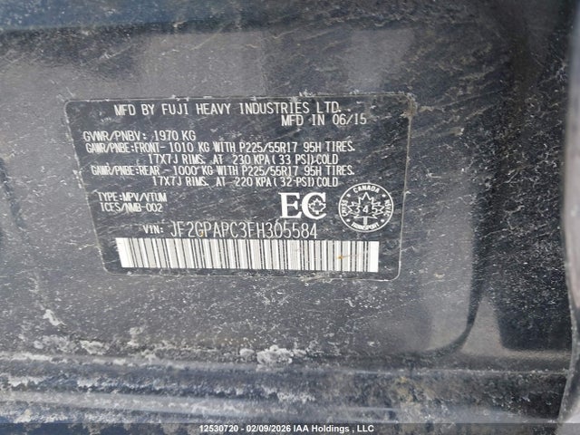 JF2GPAPC3FH305584 Subaru Xv Crosstrek 2.0 Limited