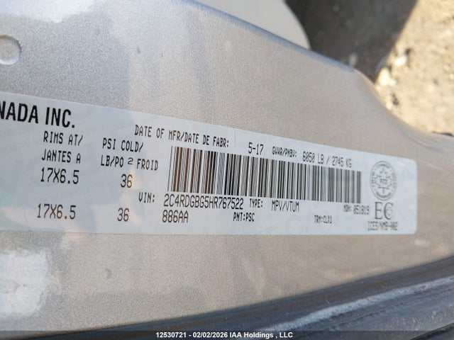 2C4RDGBG5HR767522 Dodge Grand Caravan Cvp/sxt