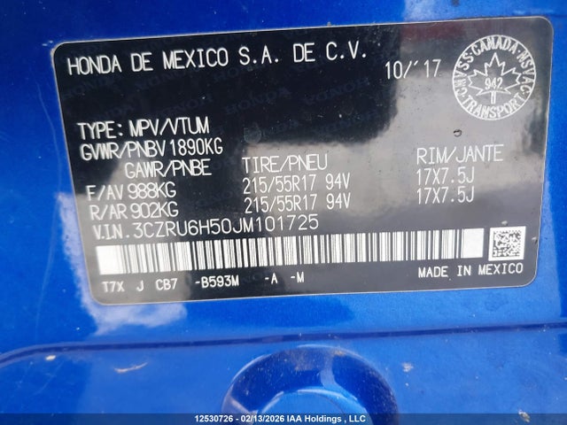 3CZRU6H50JM101725 Honda HR-V EX
