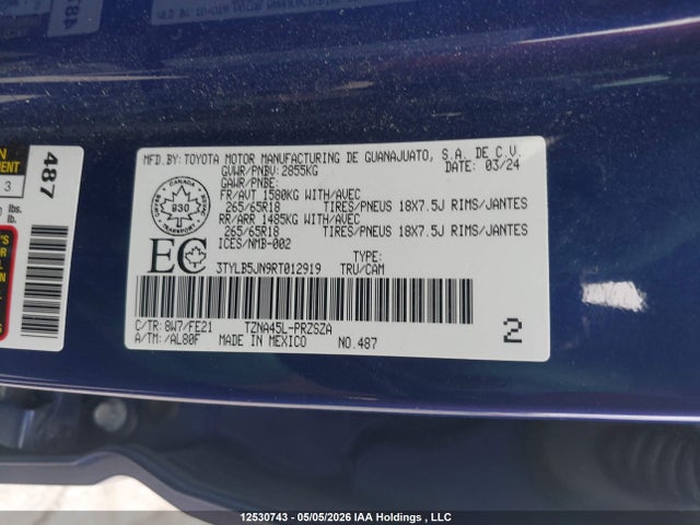 2024 Toyota Tacoma მანქანა იყიდება აუქციონზე, vin: 3TYLB5JN9RT012919, აუქციონის ნომერი: 12530743