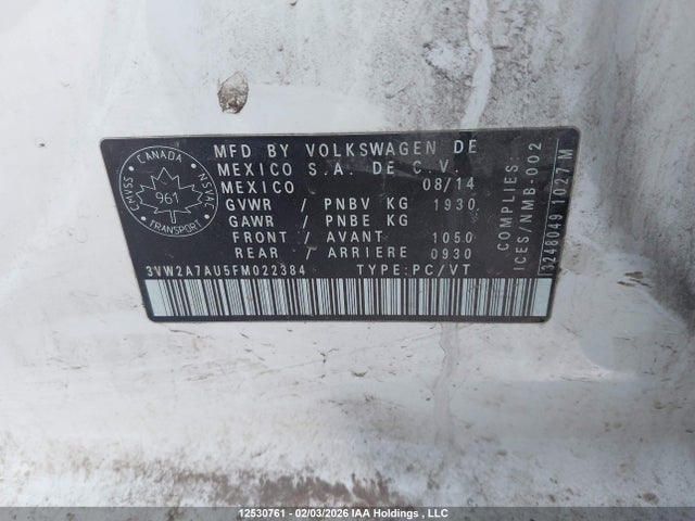 3VW2A7AU5FM022384 Volkswagen Golf 2.0 Tdi Comfortline/2.0 Tdi Highline/2.0 Tdi Trendline