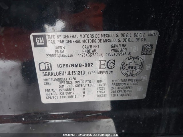 3GKALUEU1JL151310 GMC Terrain Sle Diesel