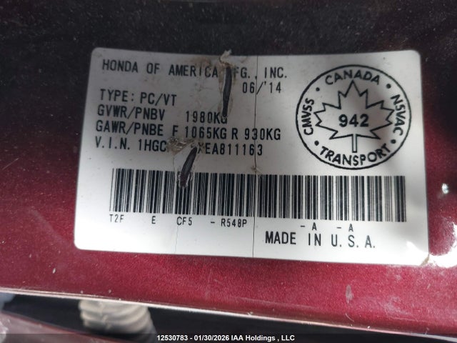 1HGCR2F5XEA811163 Honda Accord Sport