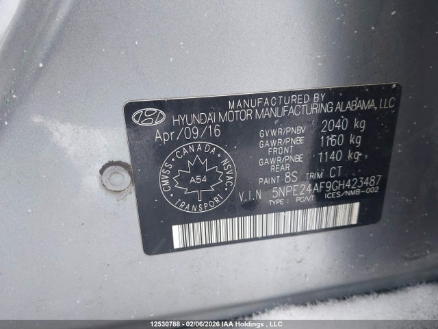 5NPE24AF9GH423487 Hyundai SONATA GLS