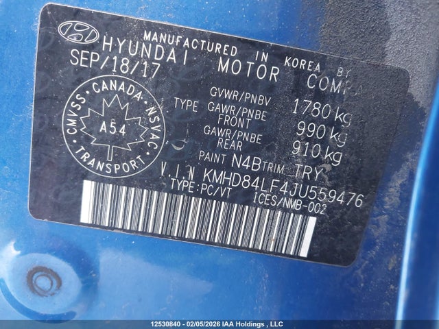 KMHD84LF4JU559476 Hyundai Elantra Sel/value/limited