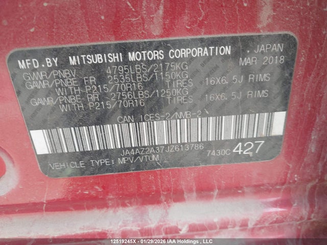 Mitsubishi Outlander Es 2018 JA4AZ2A37JZ613786 Image 9