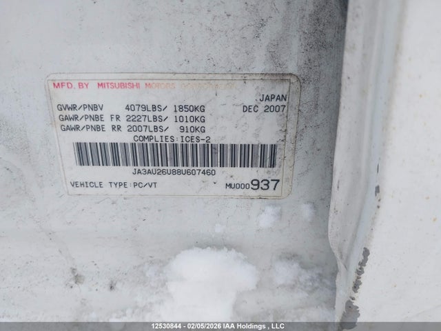 12530844 :رقم المزاد ، JA3AU26U88U607460 vin ، 2008 Mitsubishi Lancer Es مزاد بيع