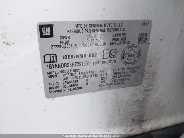 1GYKNDRS3HZ297661 Cadillac XT5 LUXURY