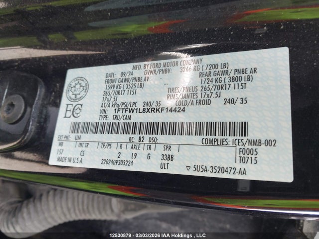Продажа на аукционе авто 2024 Ford F150 Xl, vin: 1FTFW1L8XRKF14424, номер лота: 12530879