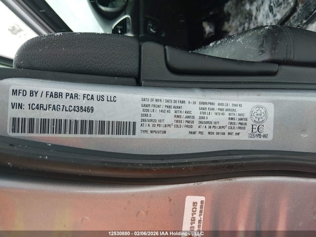 1C4RJFAG7LC438469 Jeep Grand Cherokee Altitude